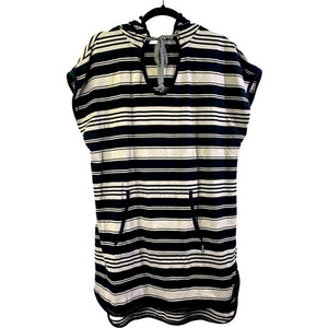 DKNY Black &‎ Gray Stripe Tunic Hoodie